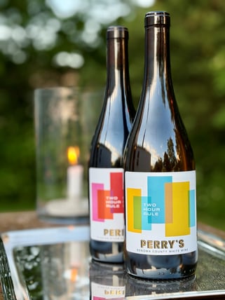 Perry's Two Hour Rule wines on a tray