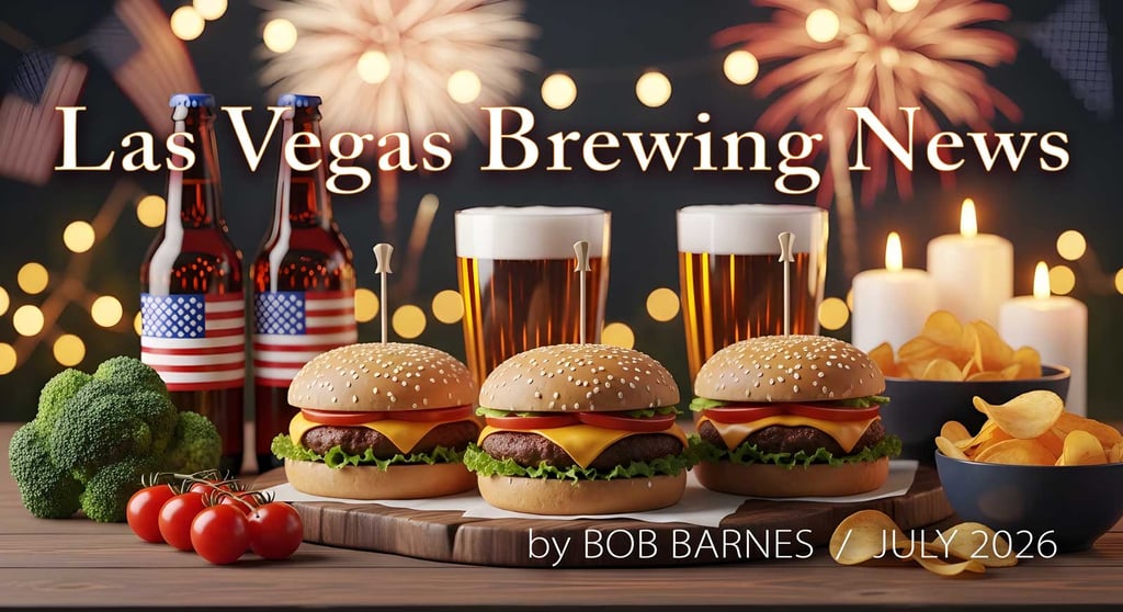 cheeseburger spread with beer and vegetables with fireworks in the background