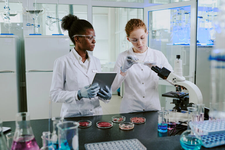 Scientists conducting lawful research in a laboratory.