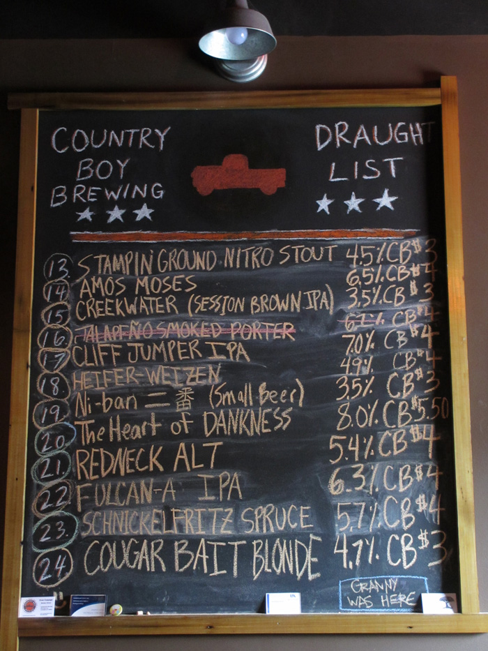 Country Boy Tap List 