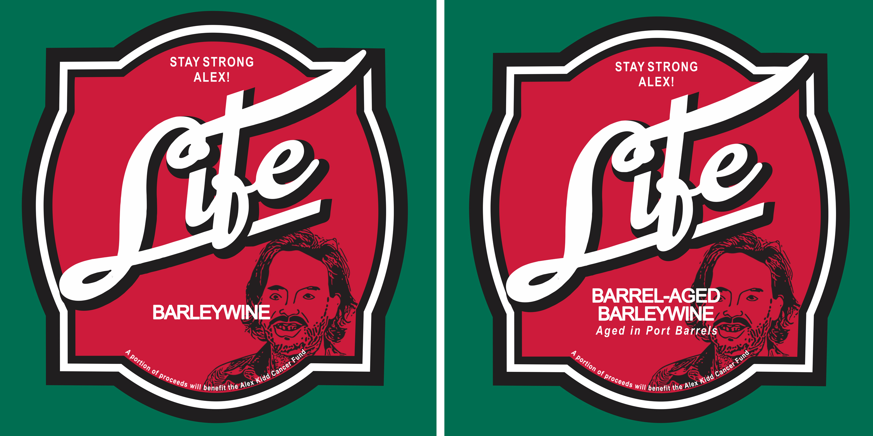 Post-release label art for two Life Barleywine iterations