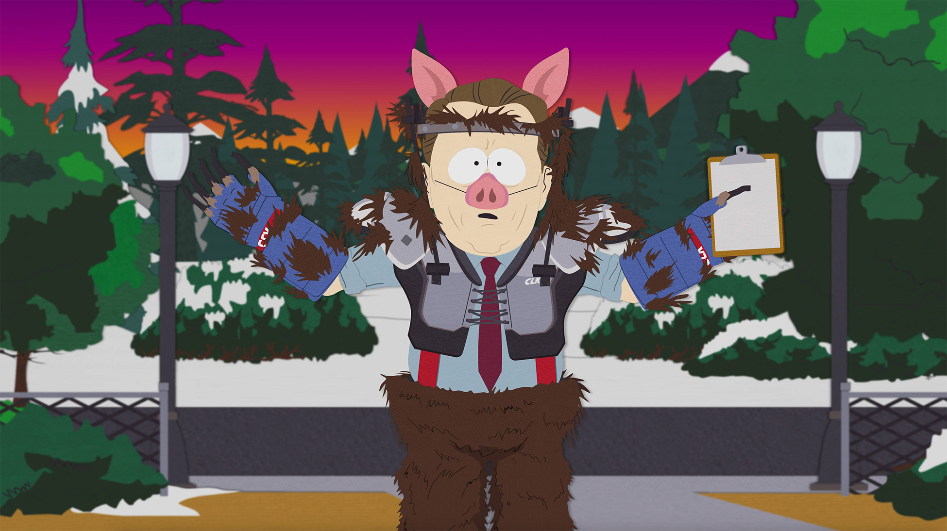 Al Gore dressed up as ManBearPig from Season 6 of South Park