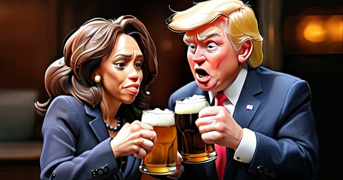 Kamala Harris Donald Trump Drinking Beer