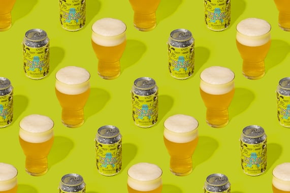Glasses and cans of Cold Off The Press