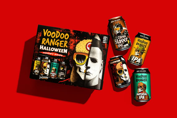 A pack and cans of Voodoo Beer's 2026 Halloween Special packagings