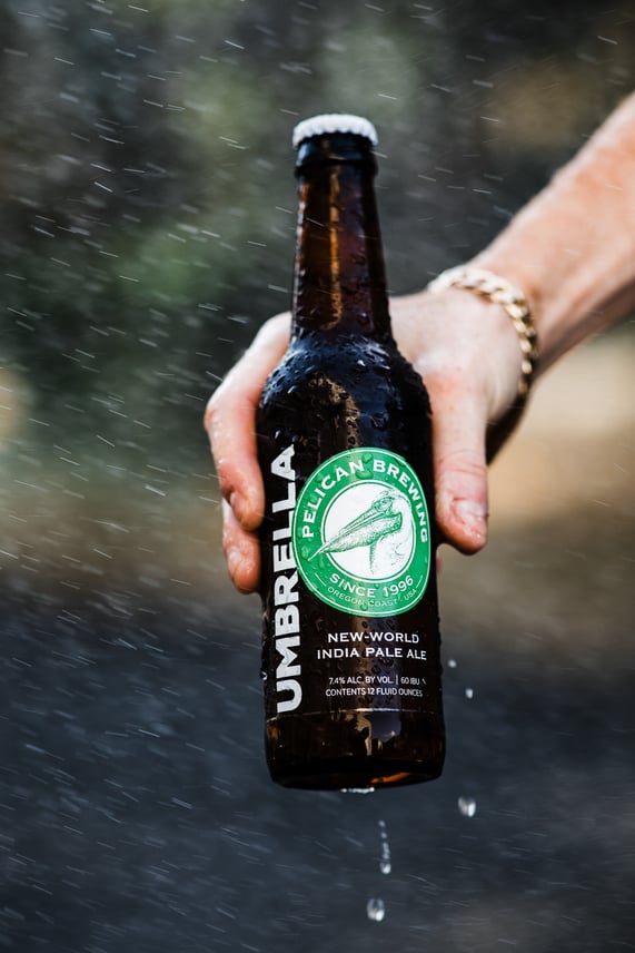 A bottle of Umbrella IPA from Pelican Brewing